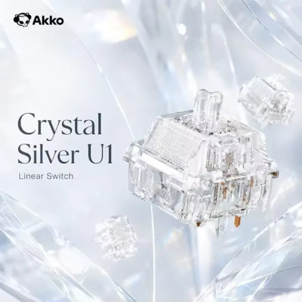 Akko Linear Switch U1 Crystal Silver 5-Pin 35gf Lightweight Factory Lubed ត្រូវគ្នាជាមួយ MX Mechanical Keyboard Switches 45 គ្រាប់