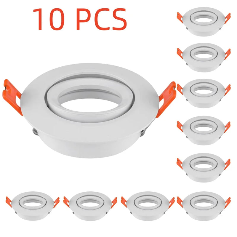 ភ្លើង LED រាងមូលការ៉េ 1/10 ដុំ កាត់រន្ធ 70mm សម្រាប់ពិដាន ជើងទ្រចង្កៀងចំណុច GU10 MR16 ស៊ុមអាលុយមីញ៉ូម ចង្កៀងចំណុច