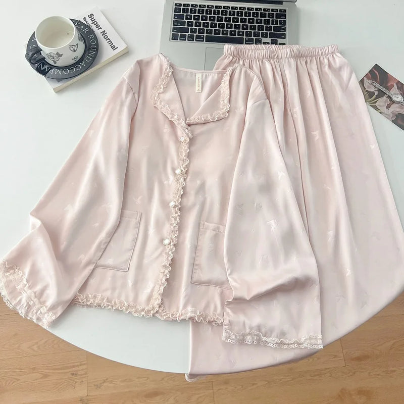 New Spring Autumn Pajama Sets For Women Soft 2 Piece Pyjamas Homewear Long Sleeve Sleepwear For Sleeping Loungewear Suit Pijama