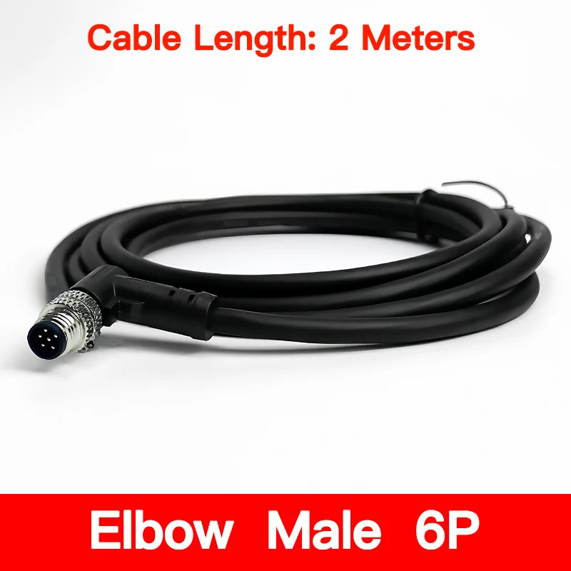 2Meters Waterproof M8 Sensor Connector, Male & Female 3/4/5/6/8 Pin, Integrated Injection Molding Industrial Cable Plug