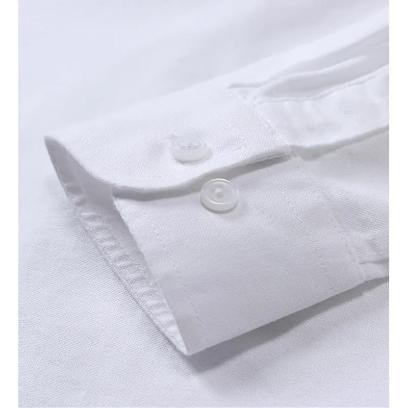 Button Down Collar Men's White Long Sleeve Cotton Shirt, Oxford Spun Business Casual Shirts,Asian Size M-4XL,Gray Blue Available