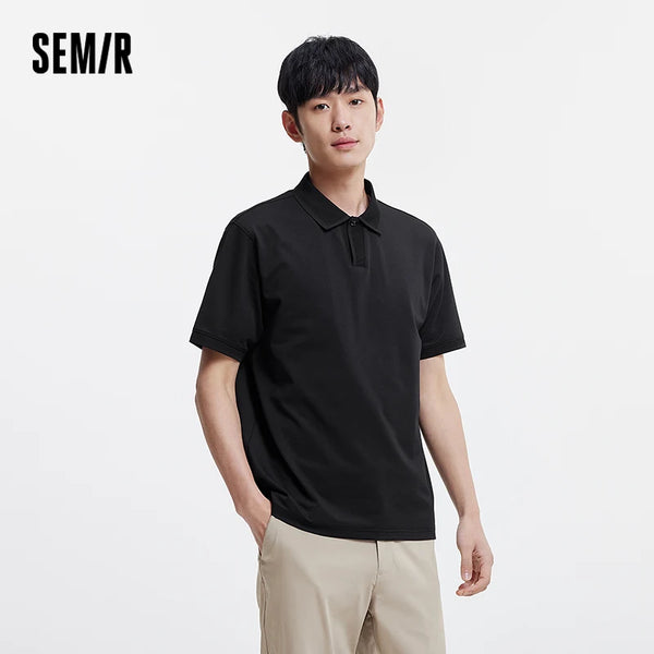 Semir Basic Solid Color Polo Shirt Men Business Casual 2025 Summer New Mulberry Silk Blend Cooling Office Wear Top