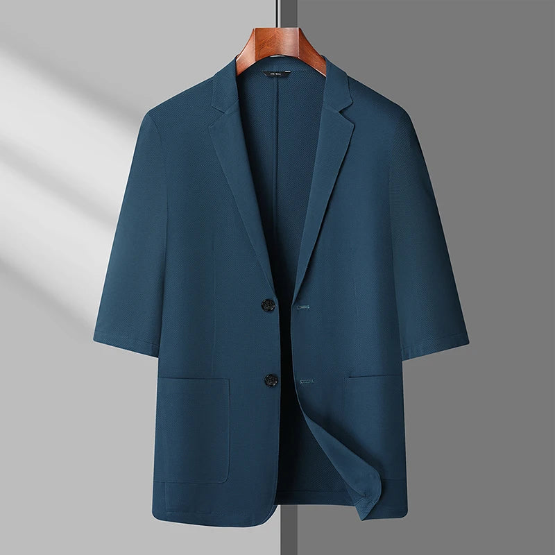 Asian Size Men's Suit Jacket, Single Breasted V-Neck Coat, Business Casual Office Blazer, Purple Blue Gray Black 5XL 6XL 7XL 8XL