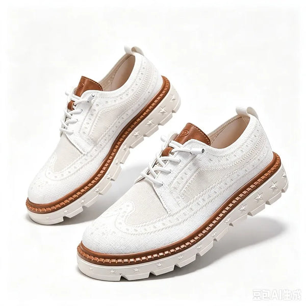 Plus Big Size 50 51 52 53 54 Men's Fly Knit Wingtip Brogue Casual Shoes Breathable Platform Walking Oxfords Lightweight Sneakers