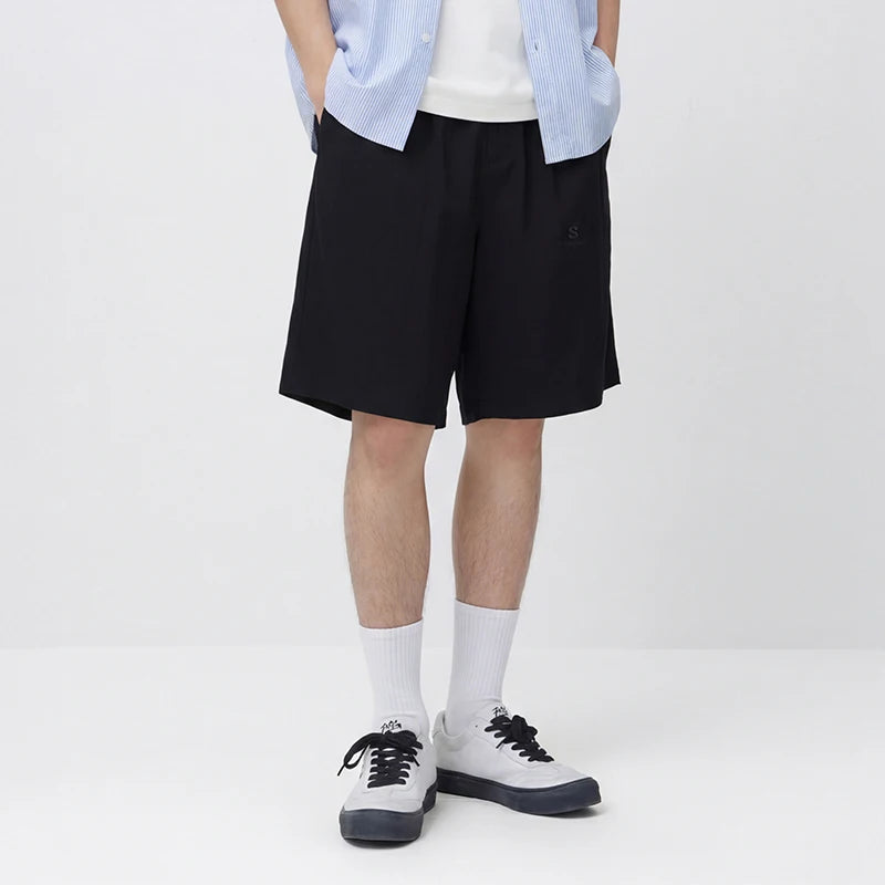 Semir Men Pants Casual Twill Micro Wrinkle Relaxed Drape Neat Fashion Shorts 2026 Summer Minimalist Daily Wear Top
