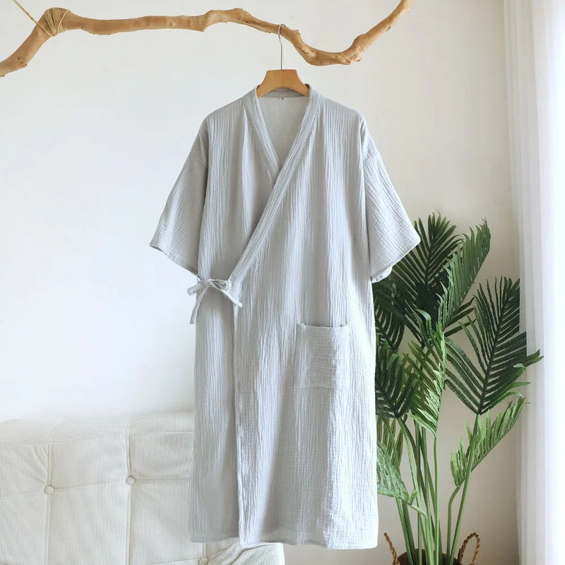 Kimono Bathrobe Female Robe Nightwear for Woman Pure Cotton Short Sleeve Home Clothing 2026 New Summer Women's Sleeping Robe