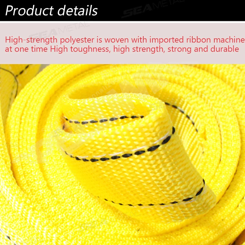 SEAMETAL 3M/3Ton 4M5Ton Car Tow Cable Towing Pull Rope Strap With Hooks Portable Self-driving Tourism Heavy Rescue Rope Tools