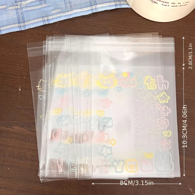 20/50/100pcs Graffiti Self-adhesive Bag Small Card Self-sealing Bag Packaged Card Gift Bag High Value Opp Bag Transparent Bag.