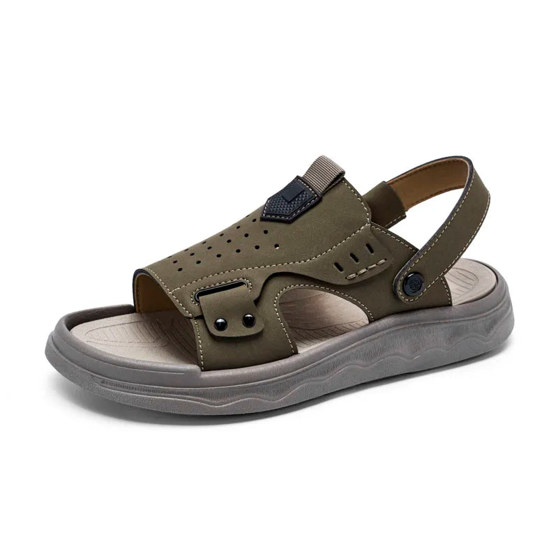 Summer Outdoor Retro Sandals Men Genuine Leather Sandals Beach Sandalias Hombre Verano Sandale Homme