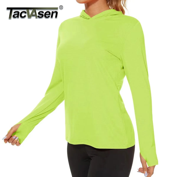 TACVASEN Summer UV/Sun Protection Outdoor Hooded T-shirt Women's Hoodie Shirt UPF 50+ Long Sleeve Fishing Hiking Athletic Shirts