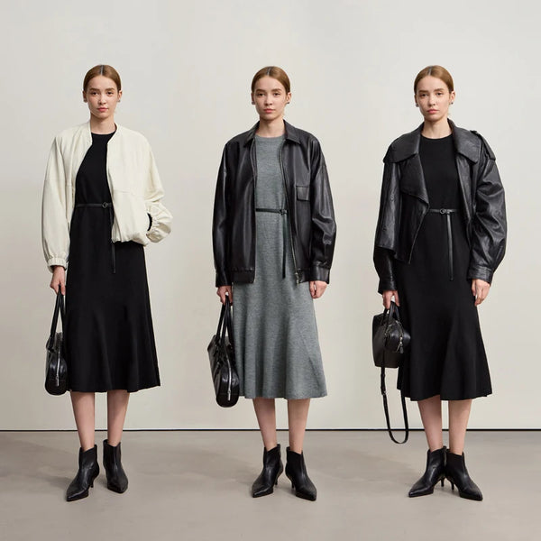 Amii Minimalist Midi Dresses 2026 Winter New Loose Elastic Long Sleeves Trumpet Skirt Casual Elegant Dresses For Woman 12544169