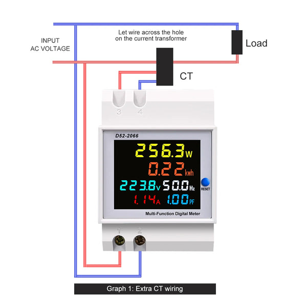 TOMZN 6IN1 DIN Rail AC Monitor 110V 220V 380V 100A Voltage Current Power Factor Active kWh Electric Energy Frequency Meter