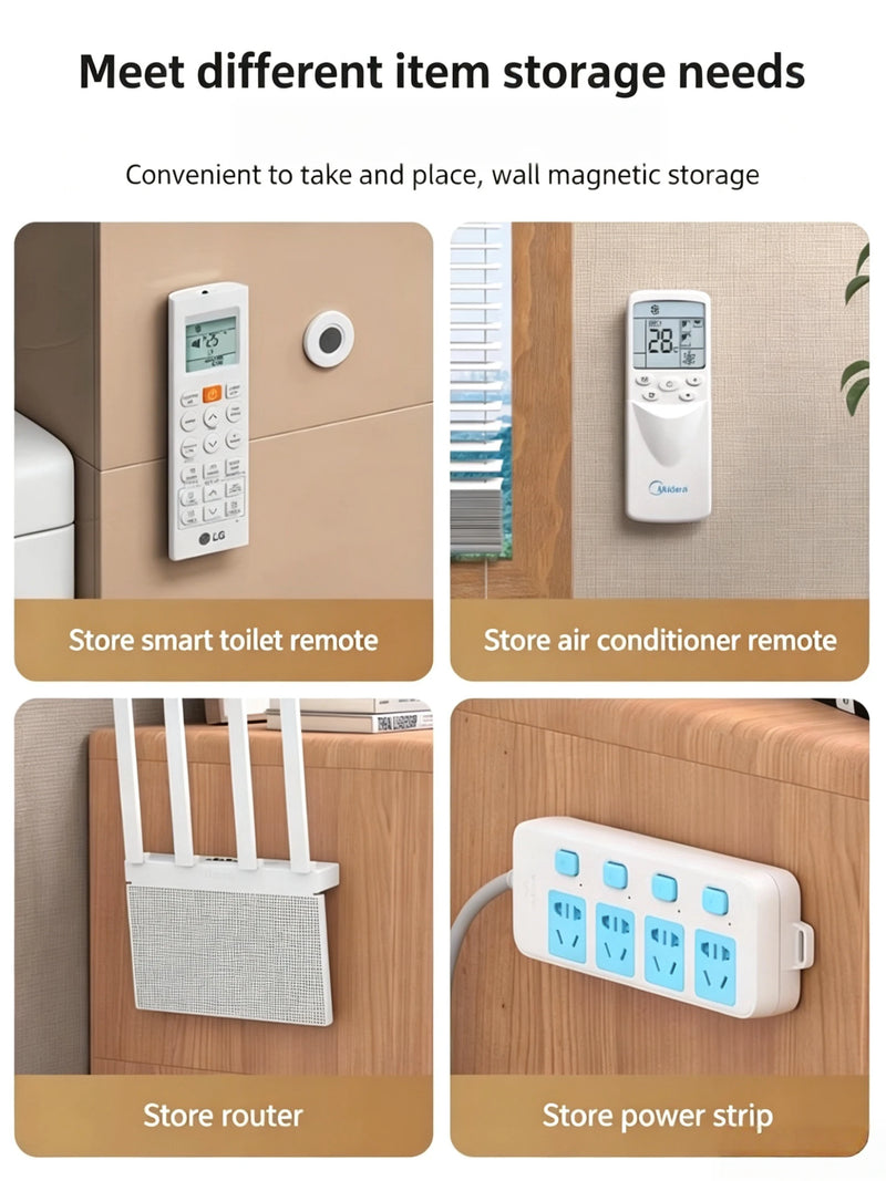3pcs No Drill Magnetic Remote Holder - Wall Mount for TV/AC/DVD Remotes, White Space-Saving Design