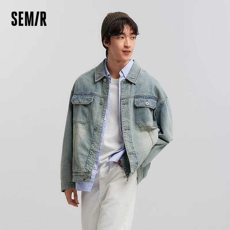 Semir Workwear Denim Jacket Retro Style Soft Texture Men Spring Casual Fashion Trend Comfortable Loose Fit StreetStyle New 2026