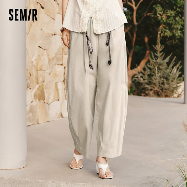 ខោស្ត្រី Semir ខោជើងវែងរលុងរាងកោងសម្រាប់រដូវក្តៅឆ្នាំ ២០២៦ ចង្កេះយឺតស្ដើងធម្មតា