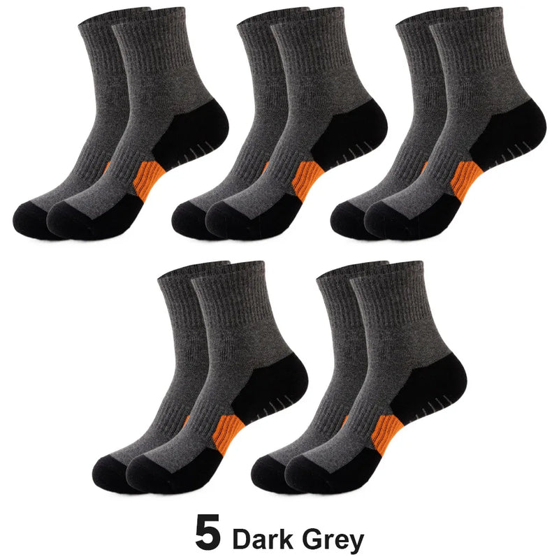 WRELS 1/2/3 Pairs Crew Hiking Socks Moisture Wicking Sports Socks Cushioned Arch Support Men's Outdoor Mountaineering Socks