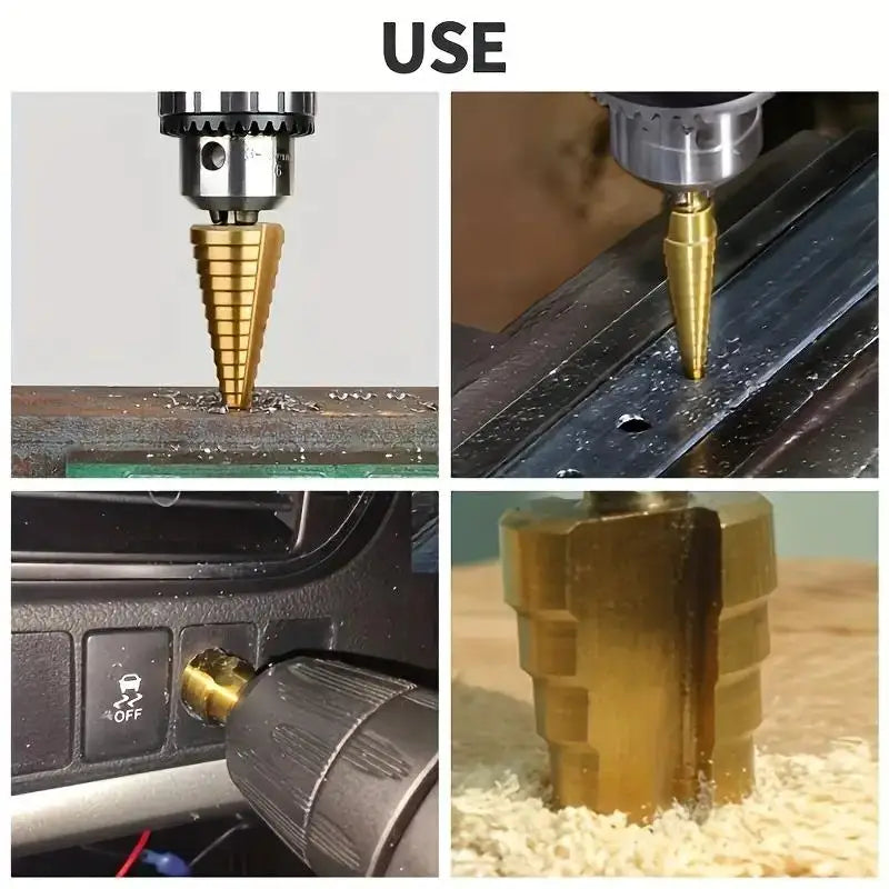 3PCS step drill kit-for wood and metal | Multi-size drilling tool kit without power supply