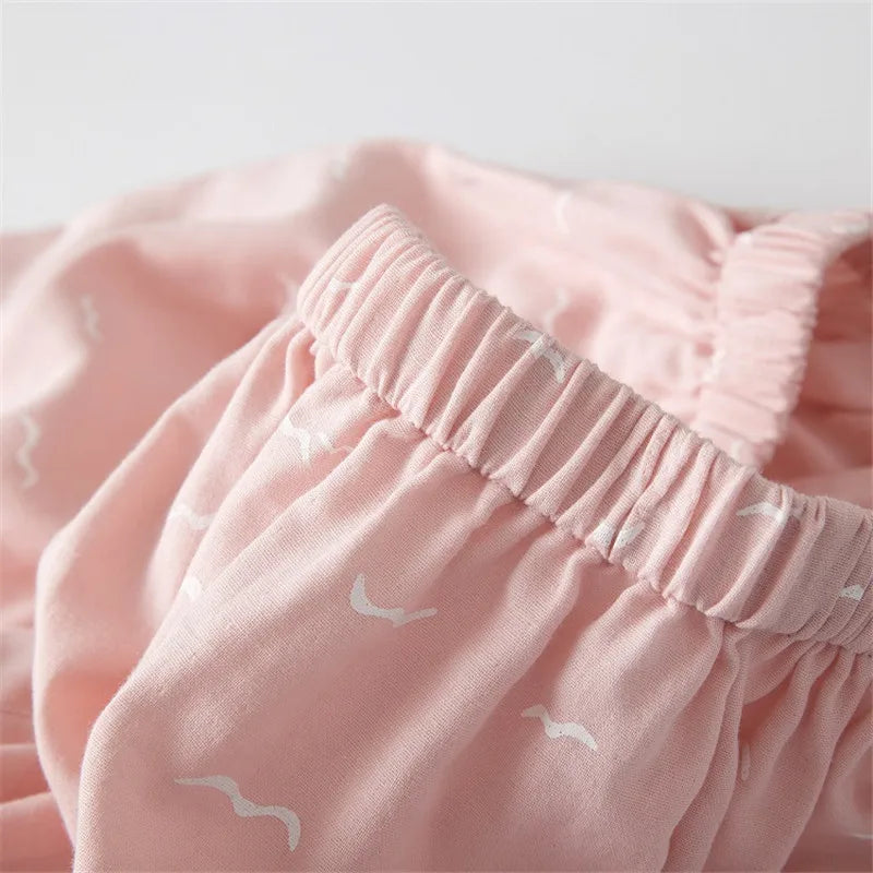 Spring Autumn Home Pajamas For Women 100% Cotton Double-Layer Gauze Long-Sleeved Trousers Pijama Suit Ladies Household Clothes