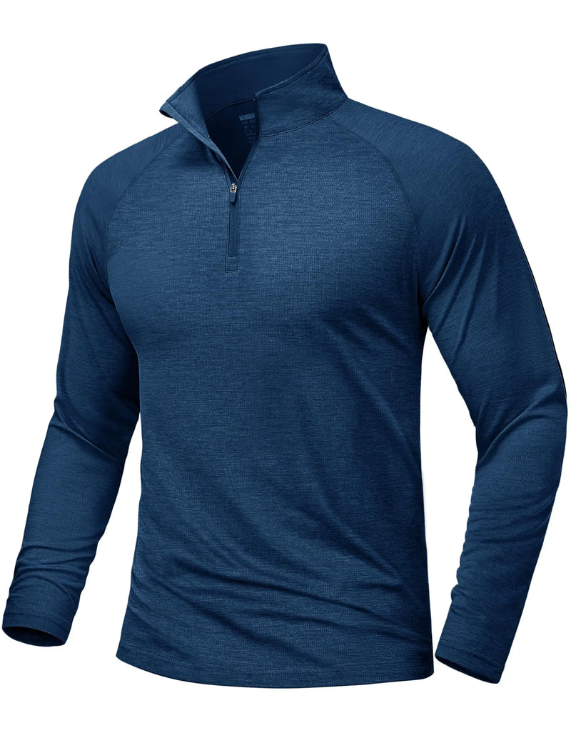TACVASEN Sun Protection Long Sleeve Shirts Men's 1/4 Zip Up UPF 50+ Rash Guard Lightweight Quick Dry Fishing Running T-Shirts