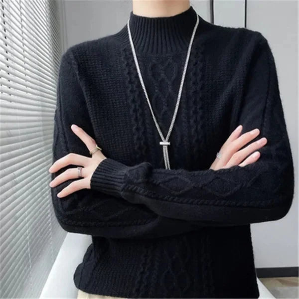Women's Sweater Spring Autumn Winter Outside Wear Pullovers Half High Collar Knitwear Fashion Long Sleeve Pull Femme Sueter Tops