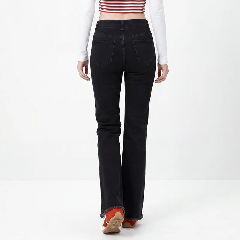 Semir Women Jeans Split Flare Raw Hem Washed Retro Slim Look 2026 Autumn Street Style Soft Denim Long Pants Daily Wear