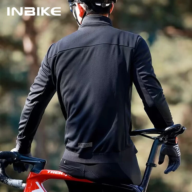 INBIKE Men's Winter Cycling Bike Jackets Windproof Softshell Thermal Bicycle Clothing for Men Warm Fleece Road Bike Windbreaker