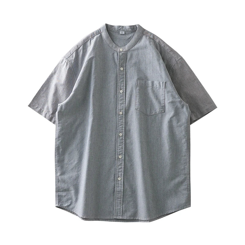 DUKEEN Short-Sleeve Oxford Shirts for Men 2024 Summer Casual Stand-Collar White Tops 100% Cotton Basic Men's Clothing