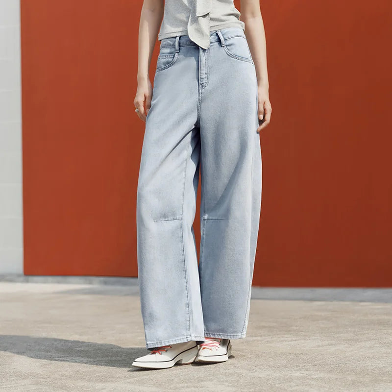 Semir Women Jeans Panelled 2026 3D Cut Floor Length Cooling Antibacterial Wide Leg Urban Casual Everyday Style Soft