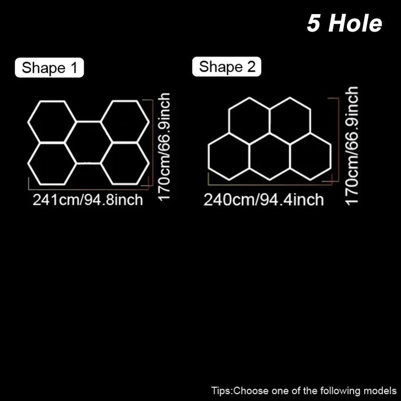 ចង្កៀងពិដាន Honeycomb LED ដែលអាចបន្ថយពន្លឺបាន 3000K-6500K ភ្លើងបំភ្លឺ 3 ពណ៌ ភ្លើងយានដ្ឋានរាងឆកោនធំ ភ្លើងថែទាំរថយន្តផ្ទះ ភ្លើងលាងបន្ទប់