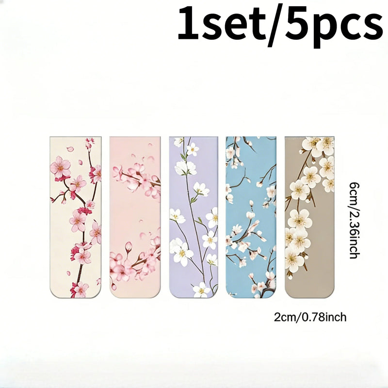 1set/5pcs Assorted Flower Designs Magnetic Bookmarks - Strong Magnet Page Clips for Books, Durable  Book Markers Set for Readers
