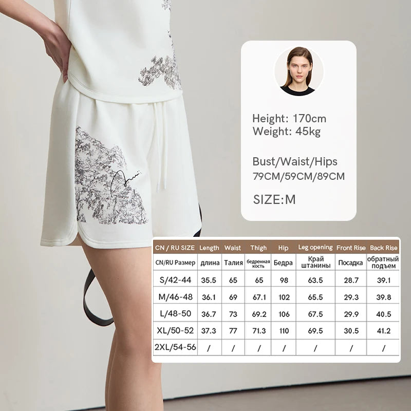AMII Minimalist Casual Shorts for Women 2026 Summer Print Sports Style Short Pants Female Knitting Straight Pant Woman 12522004
