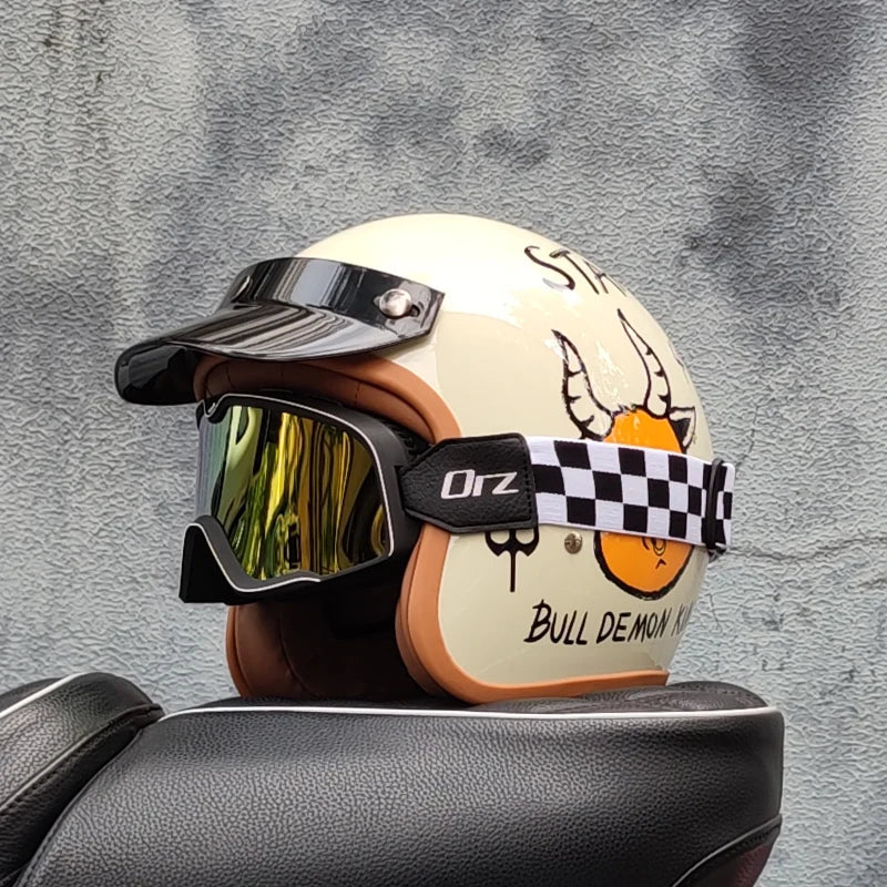 DOT Approved Retro Motorcycles Helmets 3/4 Open Face Helmet Moto Suitable For Men And Women