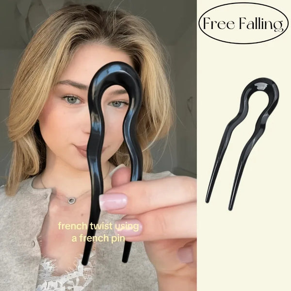 2pcs U-Shaped Wave Hair Pins - Anti-Slip Updo Fork Clips for Thick & Thin Hair,Elegant Hair Additions for Women Daily & Party