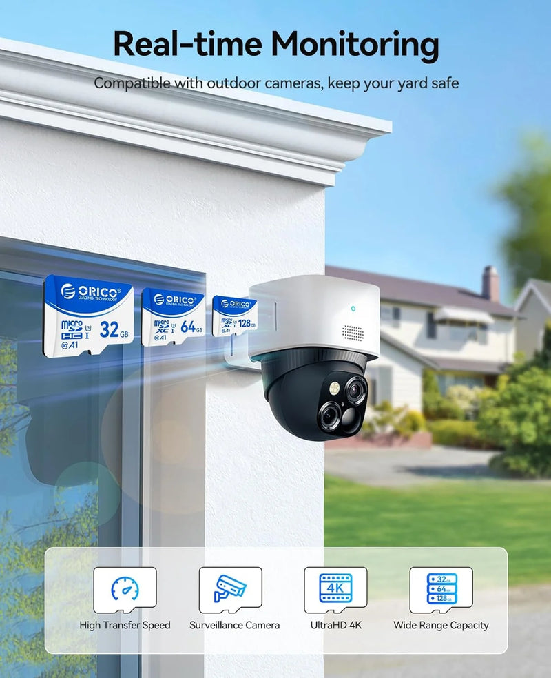 ORICO T3 128GB microSDXC UHS-I Memory Card, 70MB/s Read, 60MB/s, 4K UHD Recoding, U3, Class10, V30, A1, Micro SD for Camera