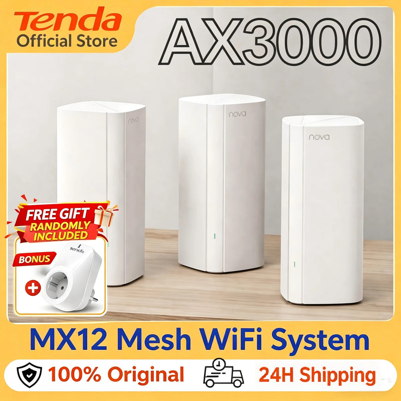 ប្រព័ន្ធ WiFi6 Mesh របស់ Tenda AX3000 EX/MX12 រ៉ោតទ័រឥតខ្សែ Wi-Fi6 Mesh WiFi Router រហូតដល់ 7000 ហ្វីតការ៉េ។ ឧបករណ៍ពង្រីកចម្ងាយ Wifi WIFI 6 Mesh