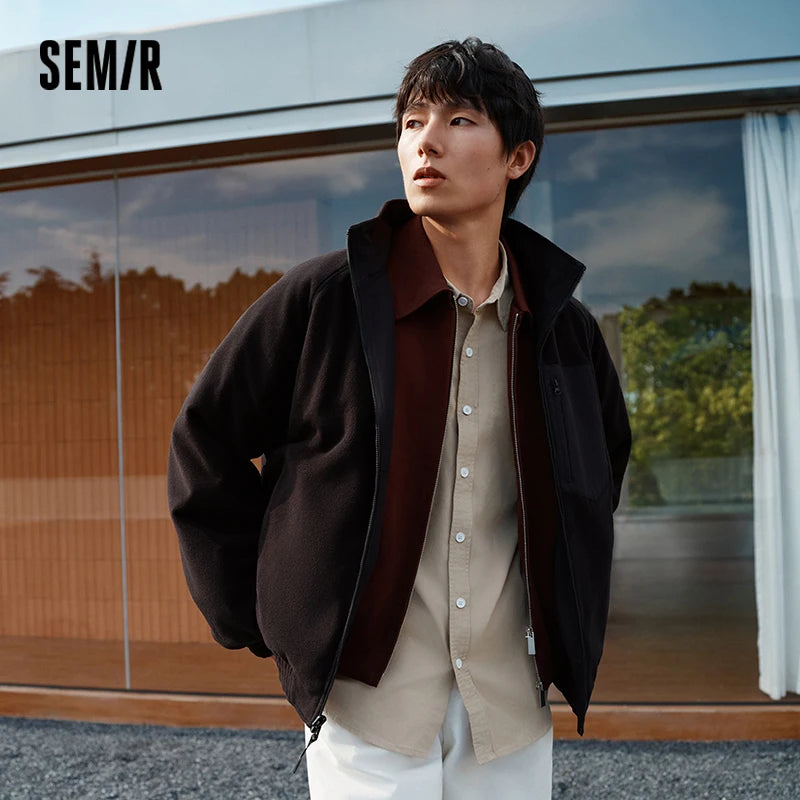 Semir Protective Jacket Men Winter Reversible Windproof Three-Resistant 2025 New Outdoor Loose Stand Collar Top Men'S Clothing