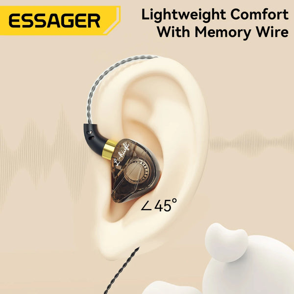 កាសស្តាប់ត្រចៀក Essager 3.5mm មានខ្សែក្នុងត្រចៀក ប្រភេទ C កាសស្តាប់ត្រចៀក HiFi មានខ្សែ បាស ស្តេរ៉េអូ កីឡា ហ្គេម តន្ត្រី កាសស្តាប់ត្រចៀកកាត់បន្ថយសំឡេងរំខាន ជាមួយមីក្រូហ្វូន