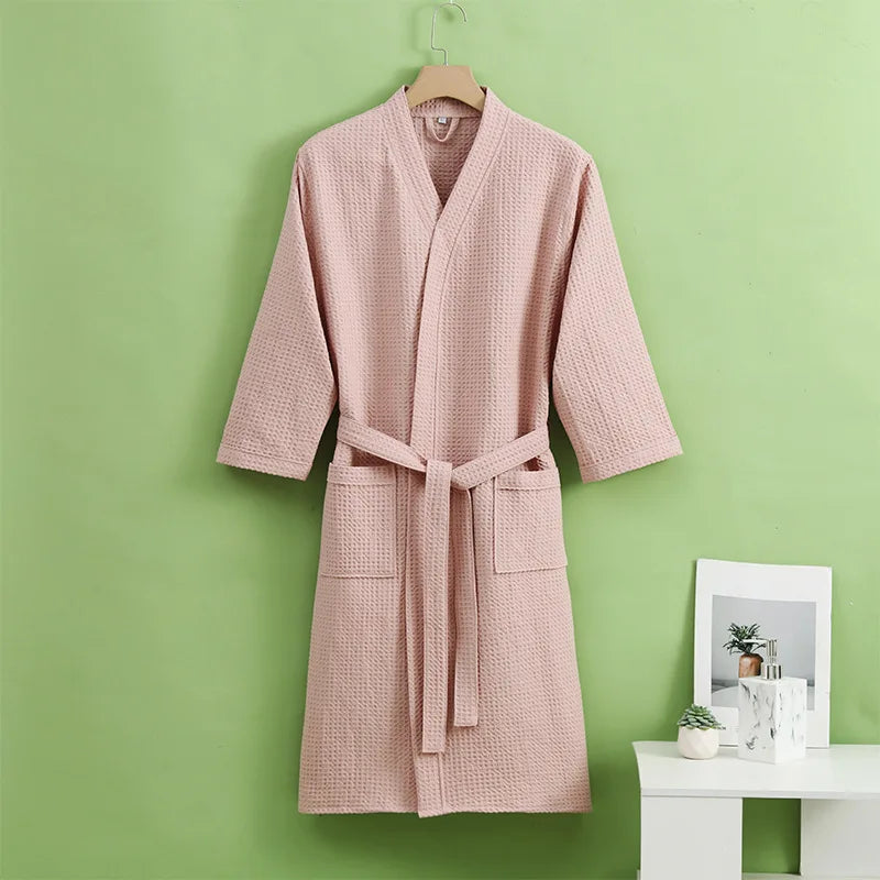 All Season Thin Design Hotel Bth Towel Beauty Salon Bath Robe Couples Bathrobe for Women and Men Cotton Waffle Quick Drying
