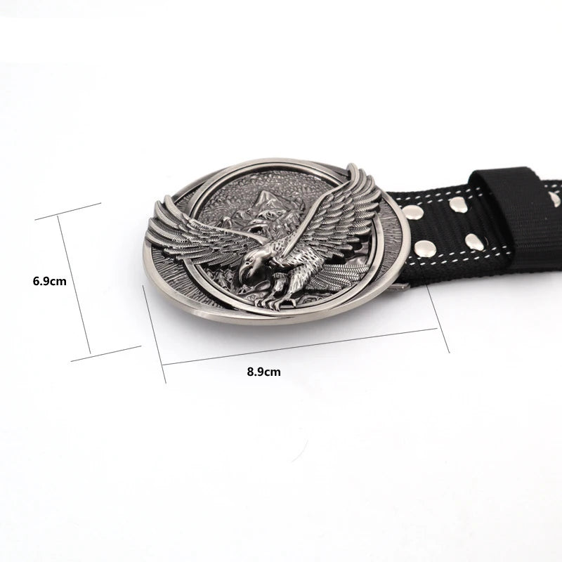 2026 Buckle Engraved with Eagle Nylon Belt Men's Outdoor Tactical Belts Pin Buckle Versatile Jeans Canvas Cinturon Men Waistband