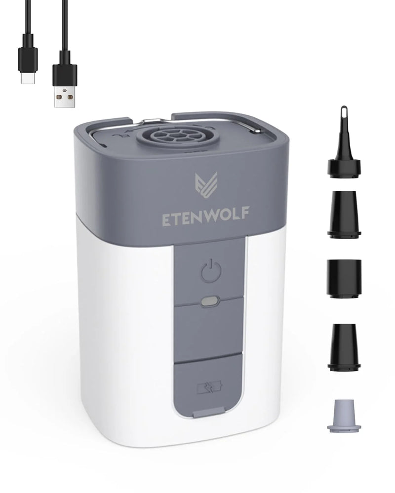 ETENWOLF AIR 5 ស្នប់ខ្យល់អគ្គិសនី 720 LPM ឧបករណ៍បំប៉ោង និងបញ្ចេញខ្យល់រហ័ស 5200 MAh ស្នប់ខ្យល់ចល័តសម្រាប់អណ្តែតទឹកក្នុងអាងហែលទឹក កាបូបផ្ទុកសុញ្ញកាស