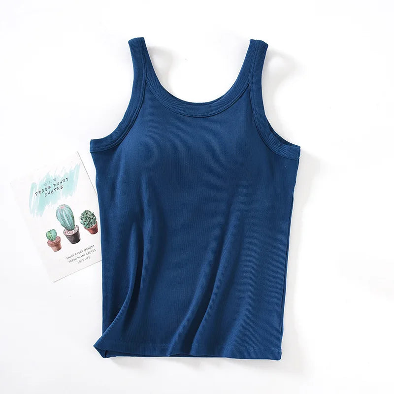 One Piece Nightie Women's Pajamas New Sleeveless Vest Sleeping Tops Casual Knit Modal Sleepwear T-shirt Bra Padded Underwear