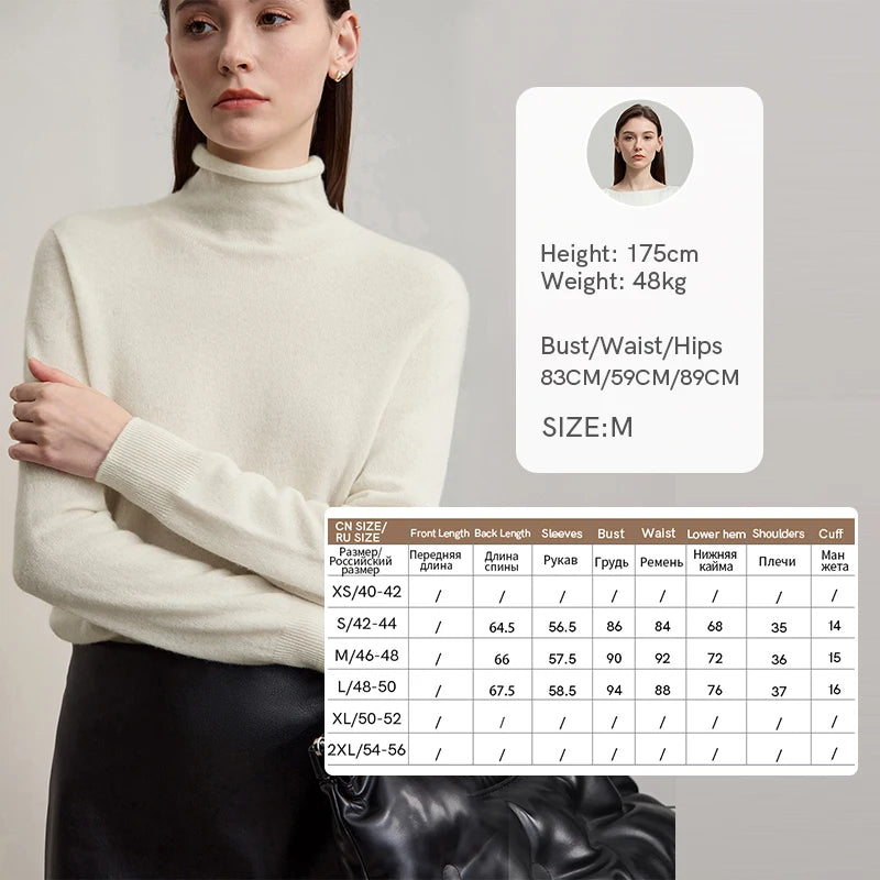 អាវក្រោះ Cashmere សម្រាប់នារី AMII សម្រាប់ធ្វើដំណើរទៅធ្វើការ អាវក Turtleneck ដែលអាចបត់បែនបាន រដូវរងាឆ្នាំ ២០២៦ អាវយឺតដៃវែងថ្មីសម្រាប់នារី 12524096