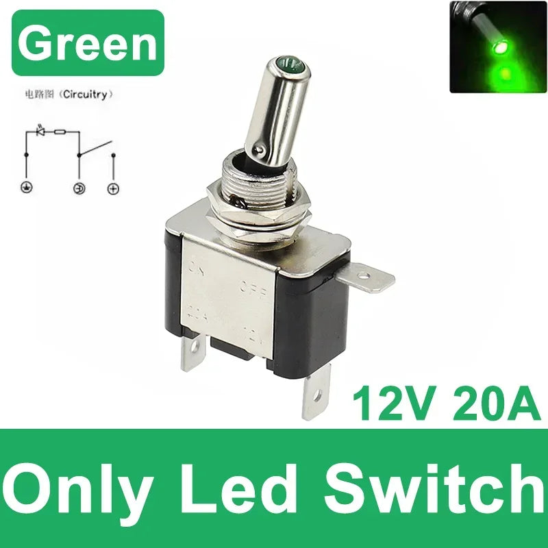 Auto Car Boat Truck Illuminated Led Toggle Switch With Safety Aircraft Flip Up Cover Guard 12V20A transparent