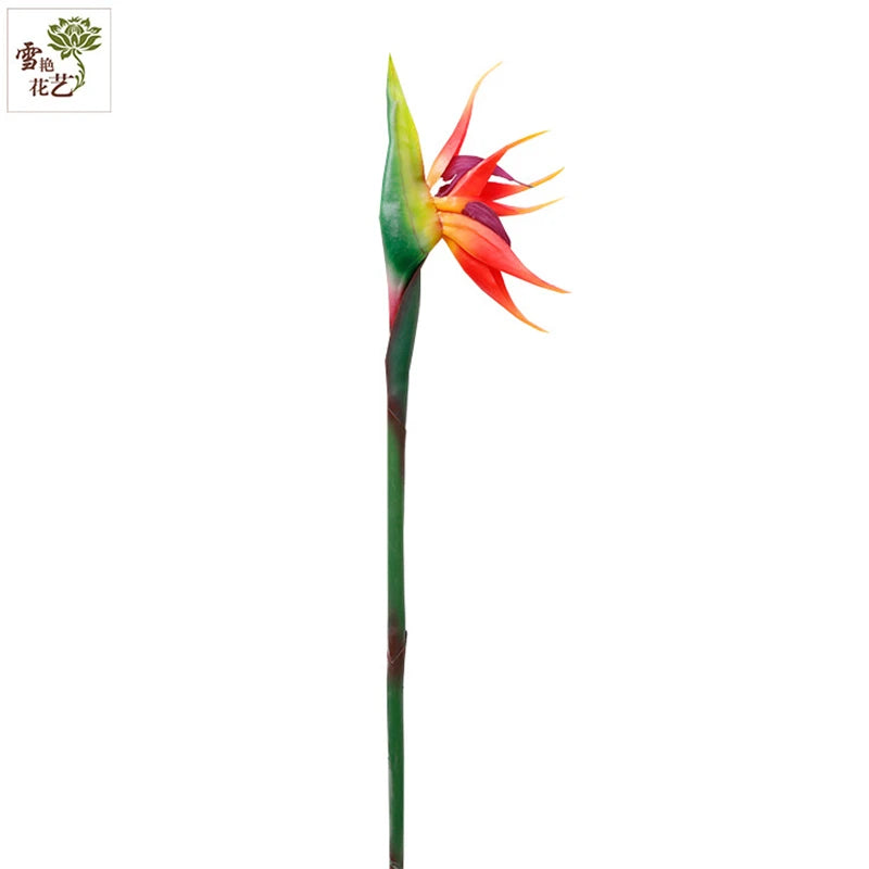 ផ្កាសិប្បនិម្មិត Bird of Paradise 1PCS ផ្កាដើមវែងធ្វើពីជ័រសមស្របសម្រាប់ការតុបតែងពិធីជប់លៀងនៅផ្ទះ DIY