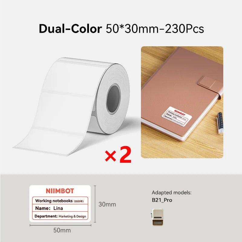 NiiMbot B21 Pro Thermal Printer Red Black Label Paper 300 DPI High-definition Printing Sticker for Warning Signs Supermarket