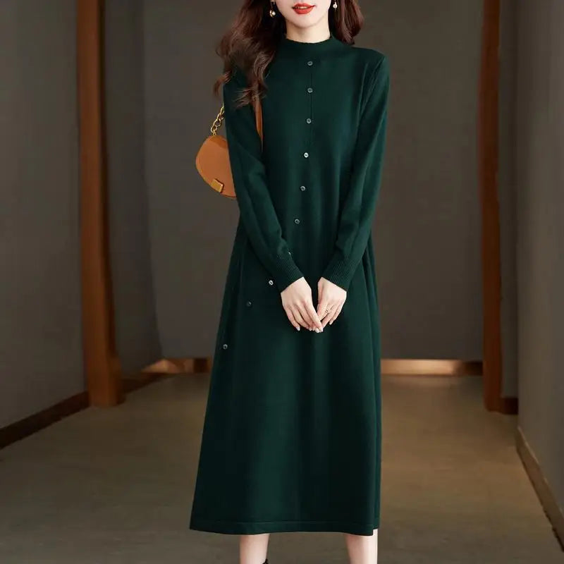 New Pull Jersey For Women Fashion Knitwear Woolen Long Dress Spring Autumn Pullover Sweater Winter Warm Jumper Female Clothing
