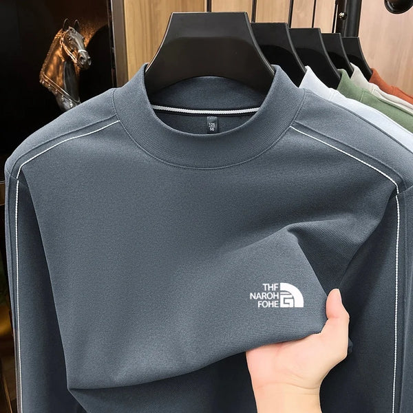 Original Design Men Long Sleeve T-Shirt Round Neck Letter Pattern Printing Autumn Winter New Leisure Comfortable Warm Men's Wear