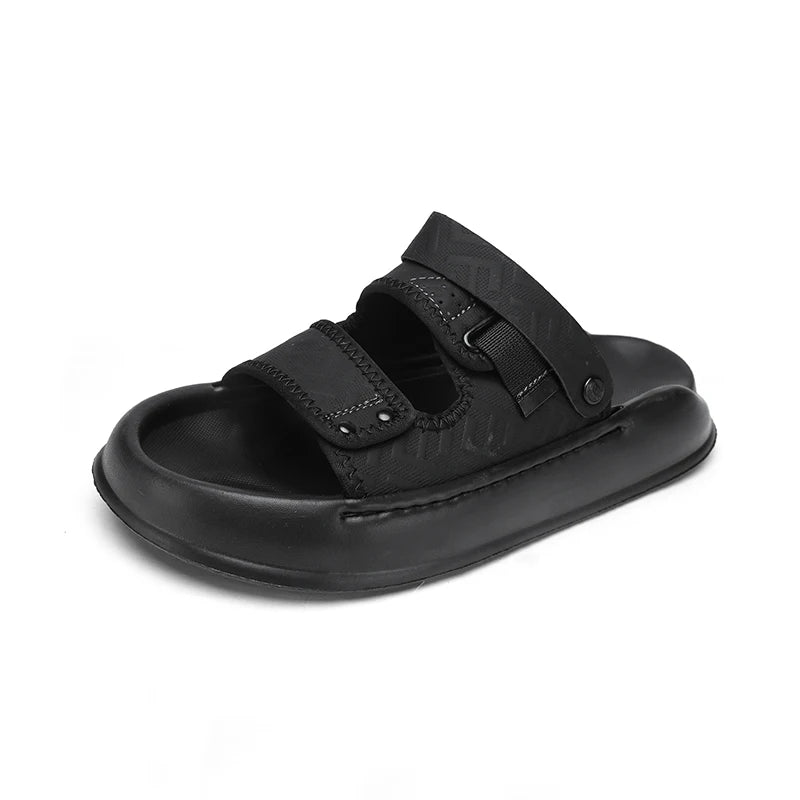Men's casual Solid Color One strap slide sandlas summer breathable light soft sole slip on outdoor beach shoes walking sandlas
