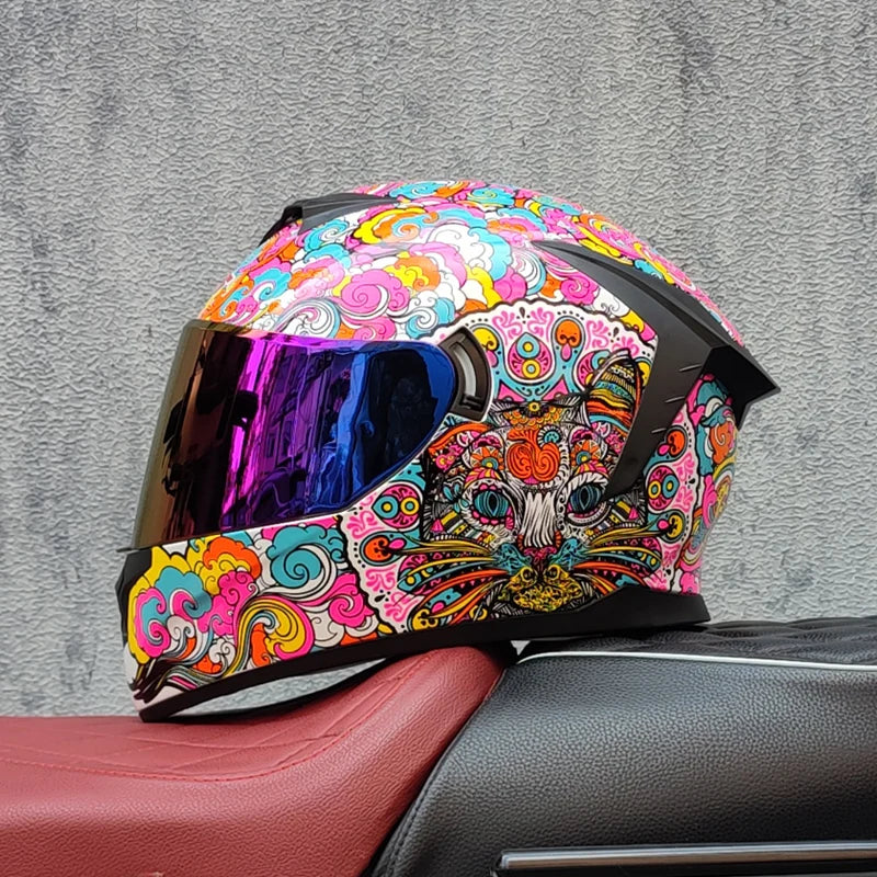 Full Face motorcycle helmet dual shield with removable washable inner lining racing moto helmet