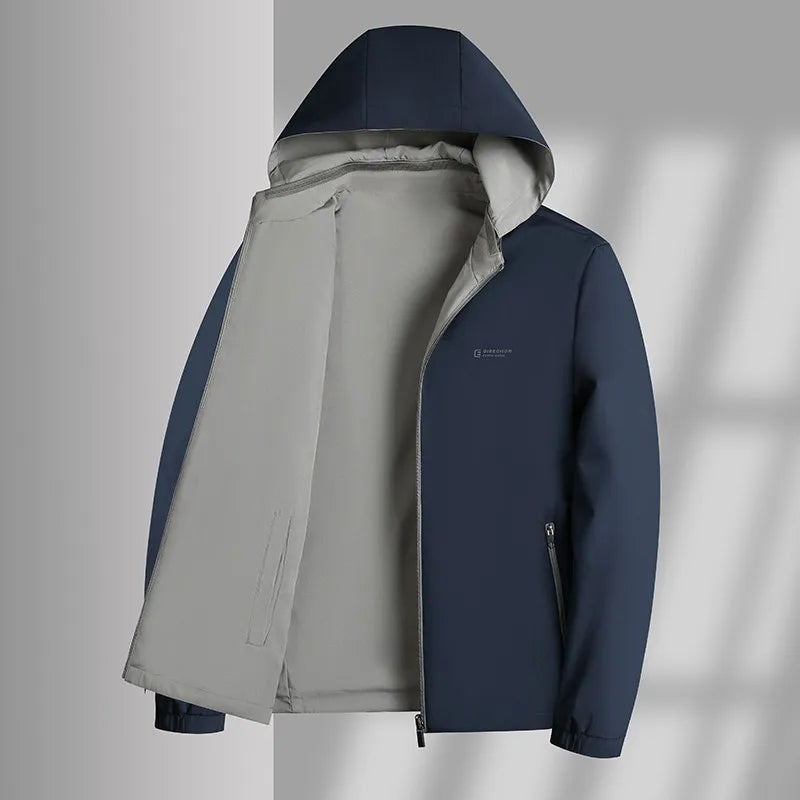 2026 Men's Red Long-Sleeve Hooded Jacket; The Coat Can Be Worn Inside Out, and The Hood Is Removable.